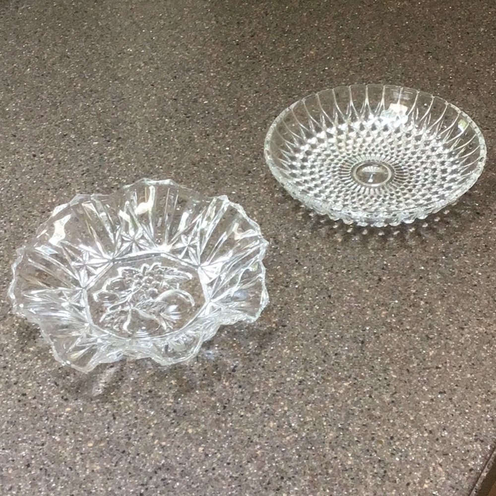 Two Vintage Cut Glass Serving Bowls